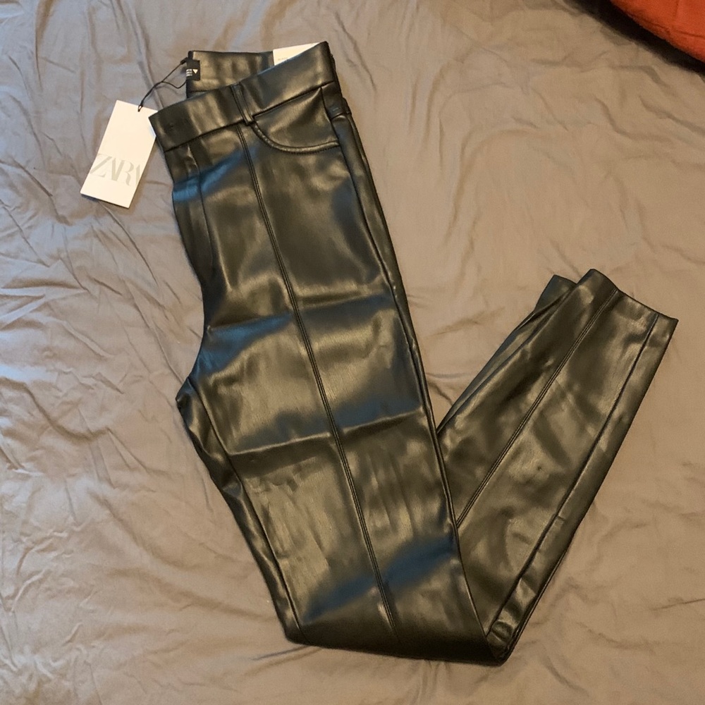 Zara high rise Leather skinny pants